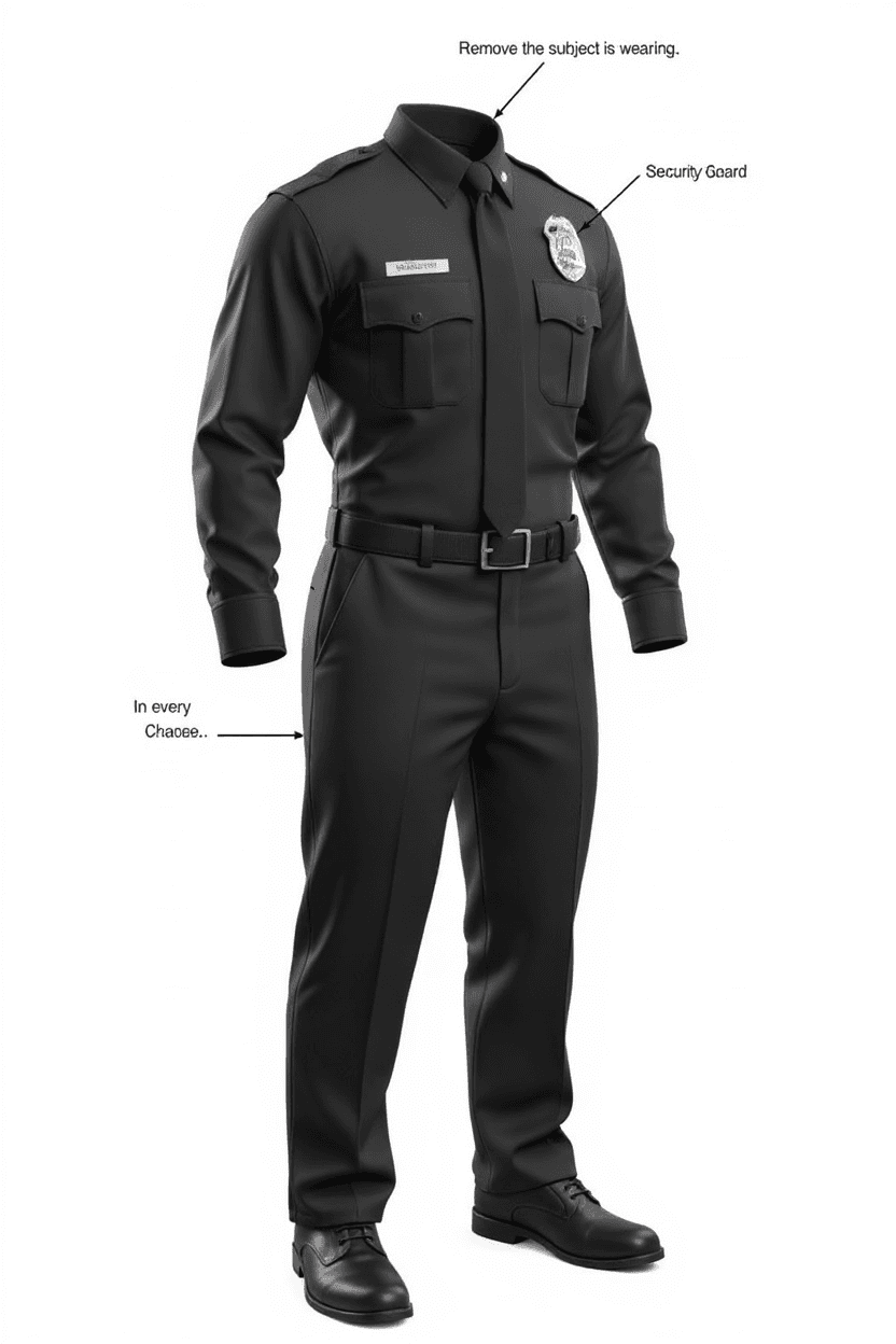Black Security Guard Uniform Set – Full Sleeve Shirt and Pant